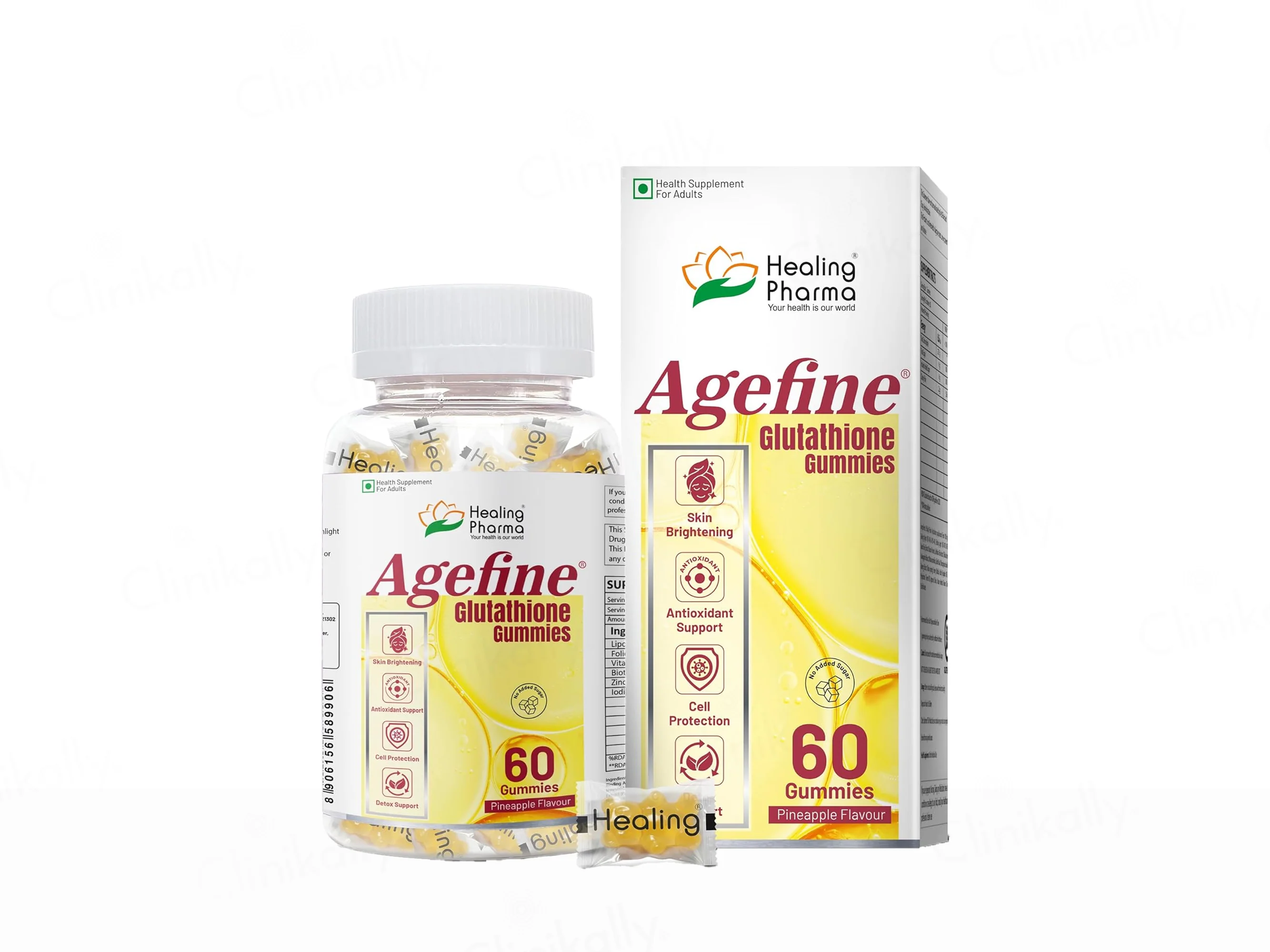 Agefine Glutathione Skin Brightening Gummies - Pineapple Flavour