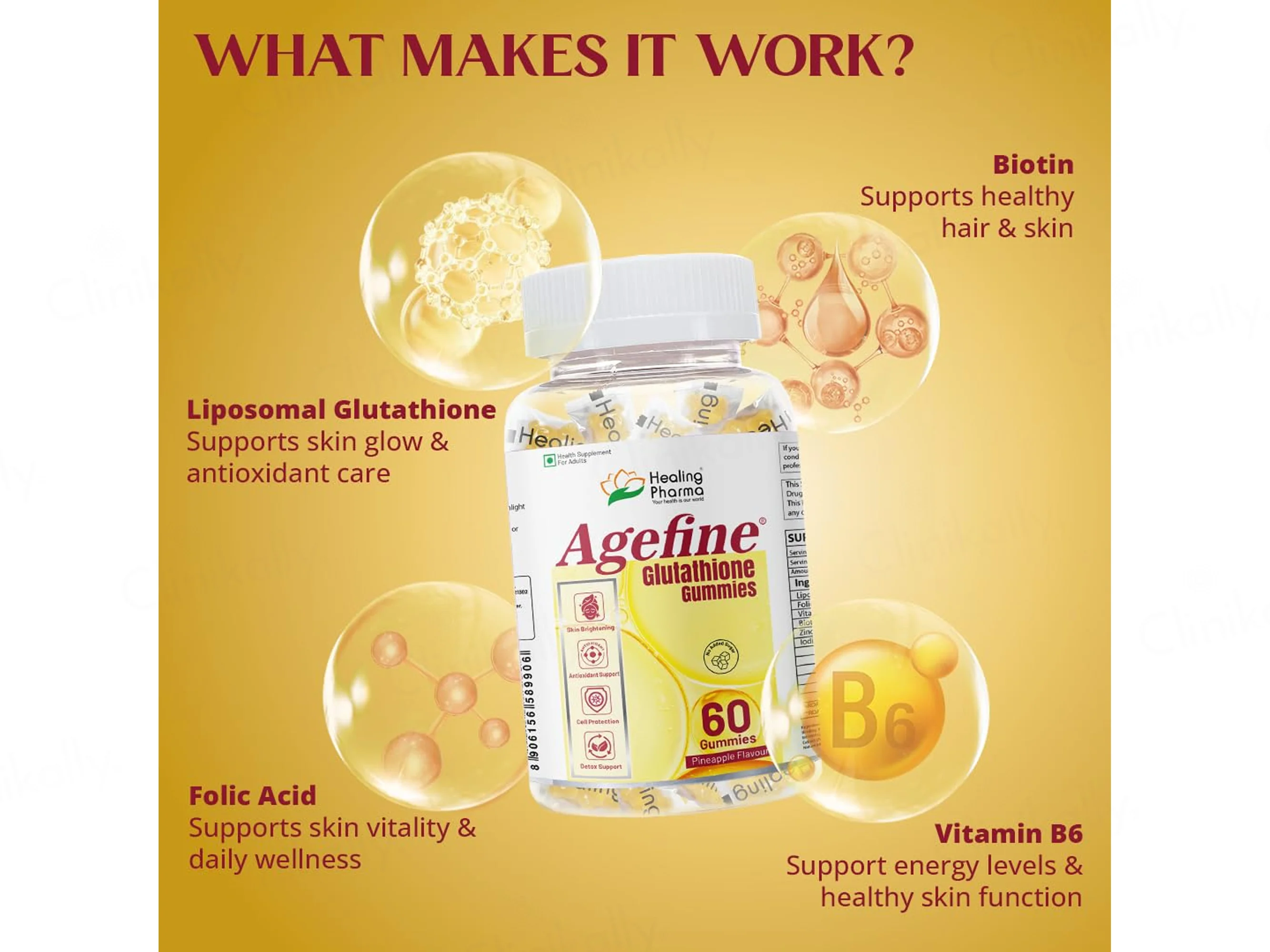 Agefine Glutathione Skin Brightening Gummies - Pineapple Flavour - Image 5