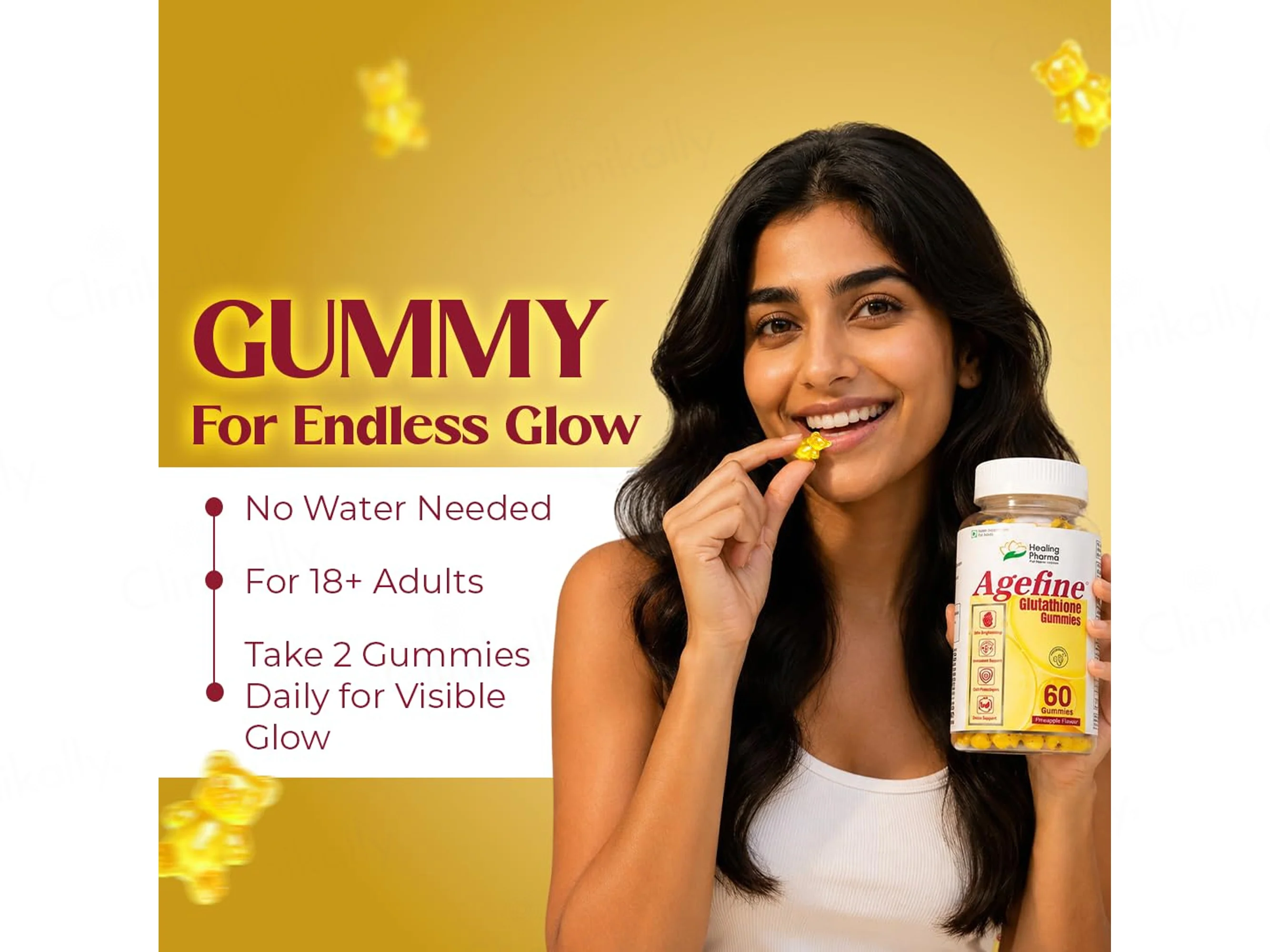 Agefine Glutathione Skin Brightening Gummies - Pineapple Flavour - Image 6