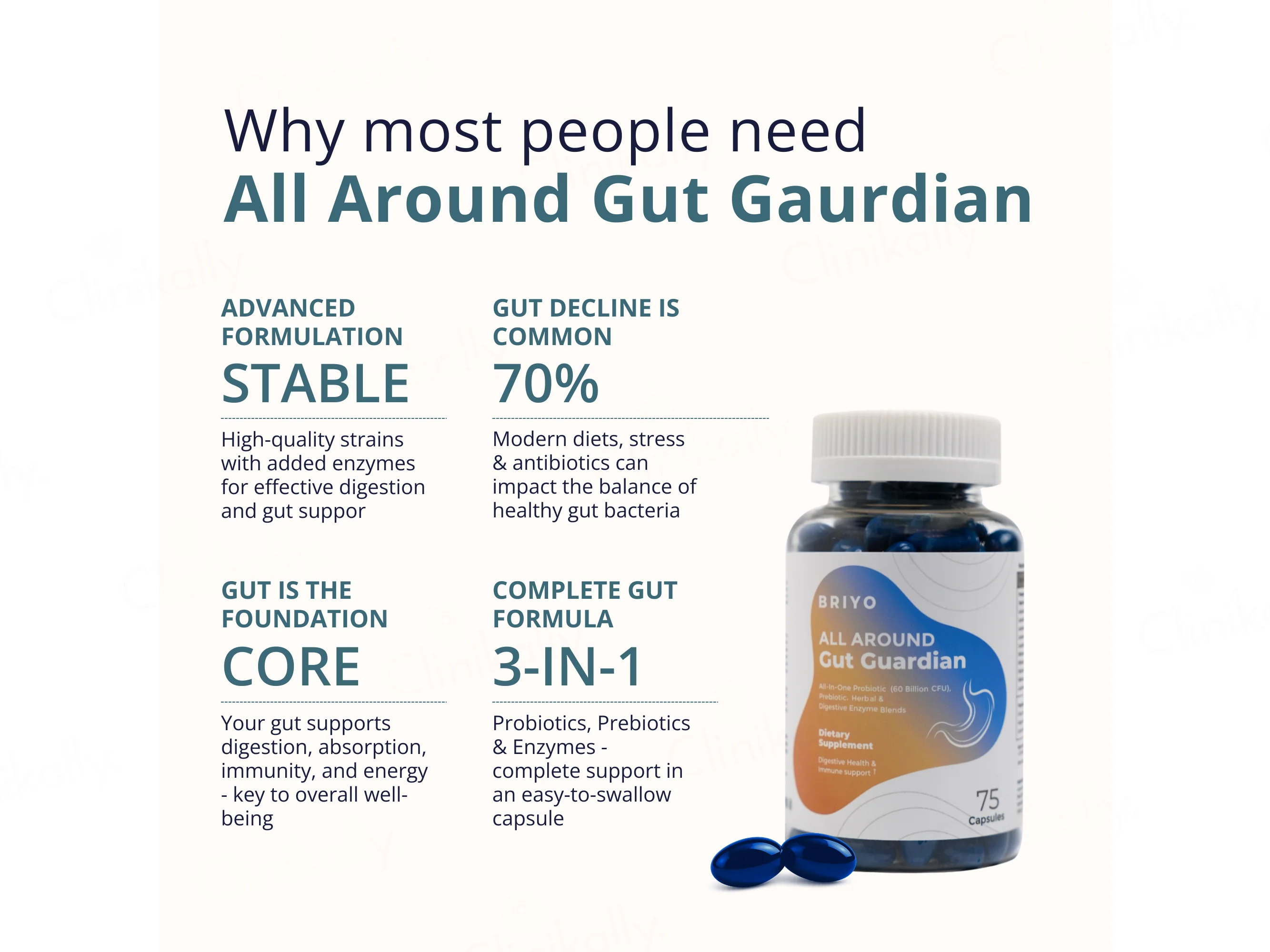 Briyo All Around Gut Guardian 60 Billion CFU Dietary Supplement Capsule - Image 17
