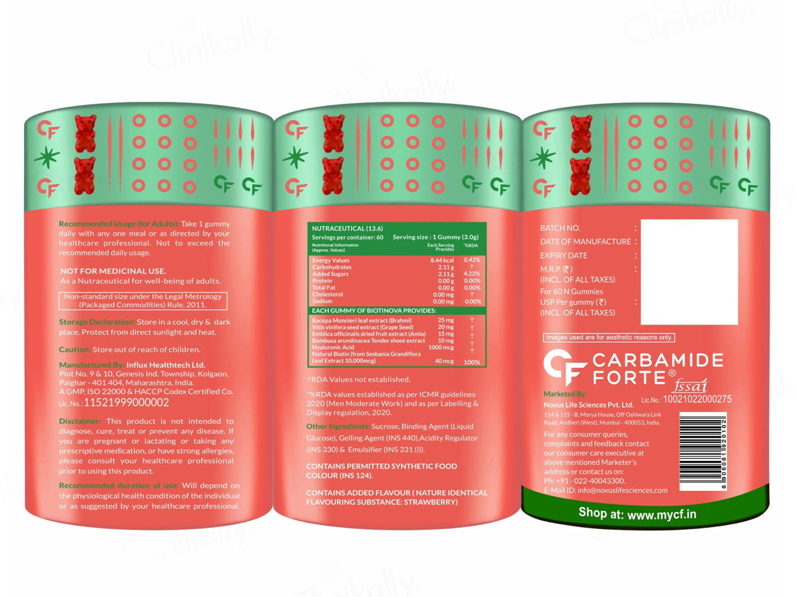 Carbamide Forte Natural Biotin Gummies For Hair Growth - Strawberry Flavour - Image 10