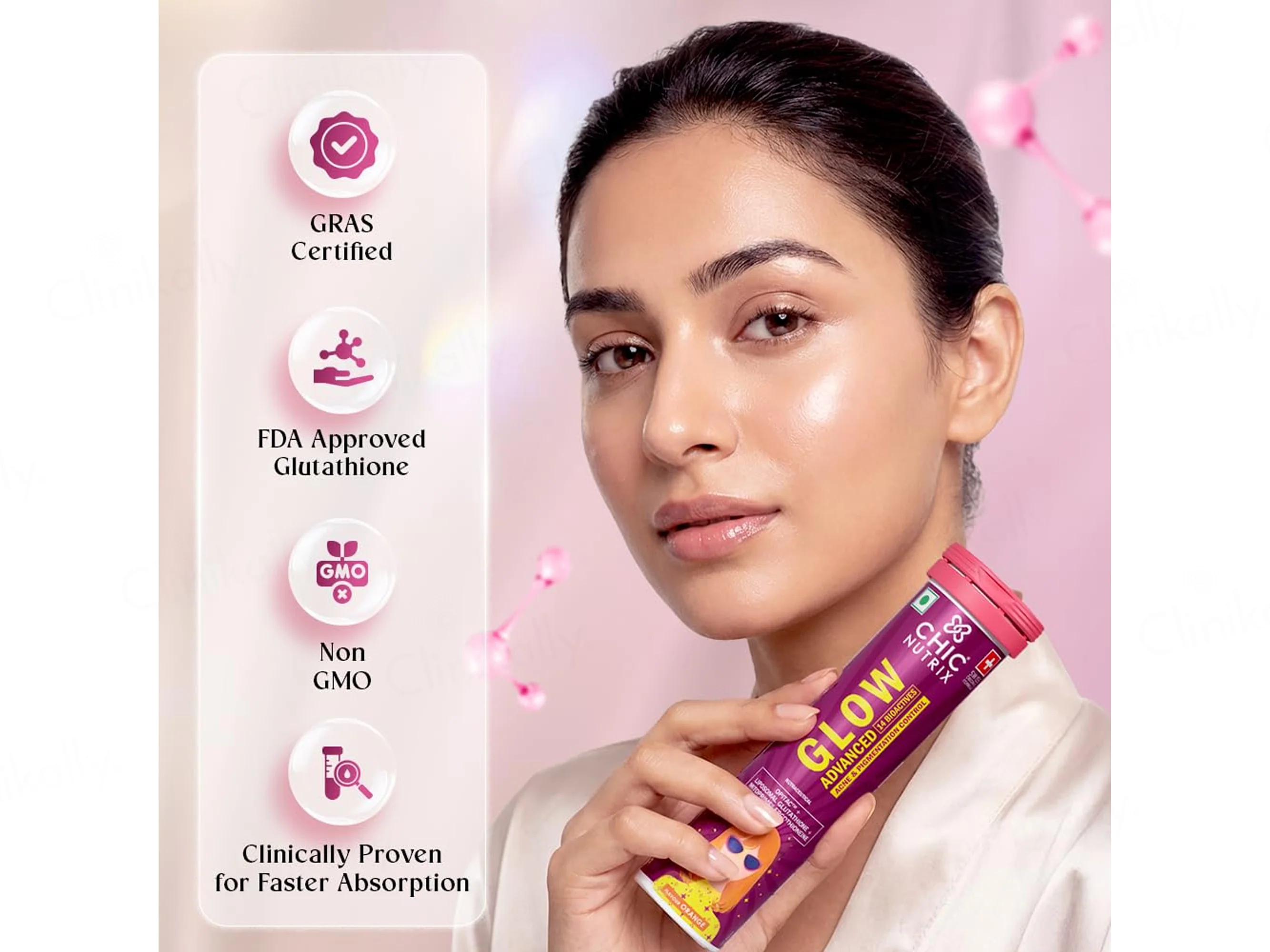 Chic Nutrix Glow Advanced 580mg L-Glutathione Effervescent Tablet - Orange Flavour - Image 4