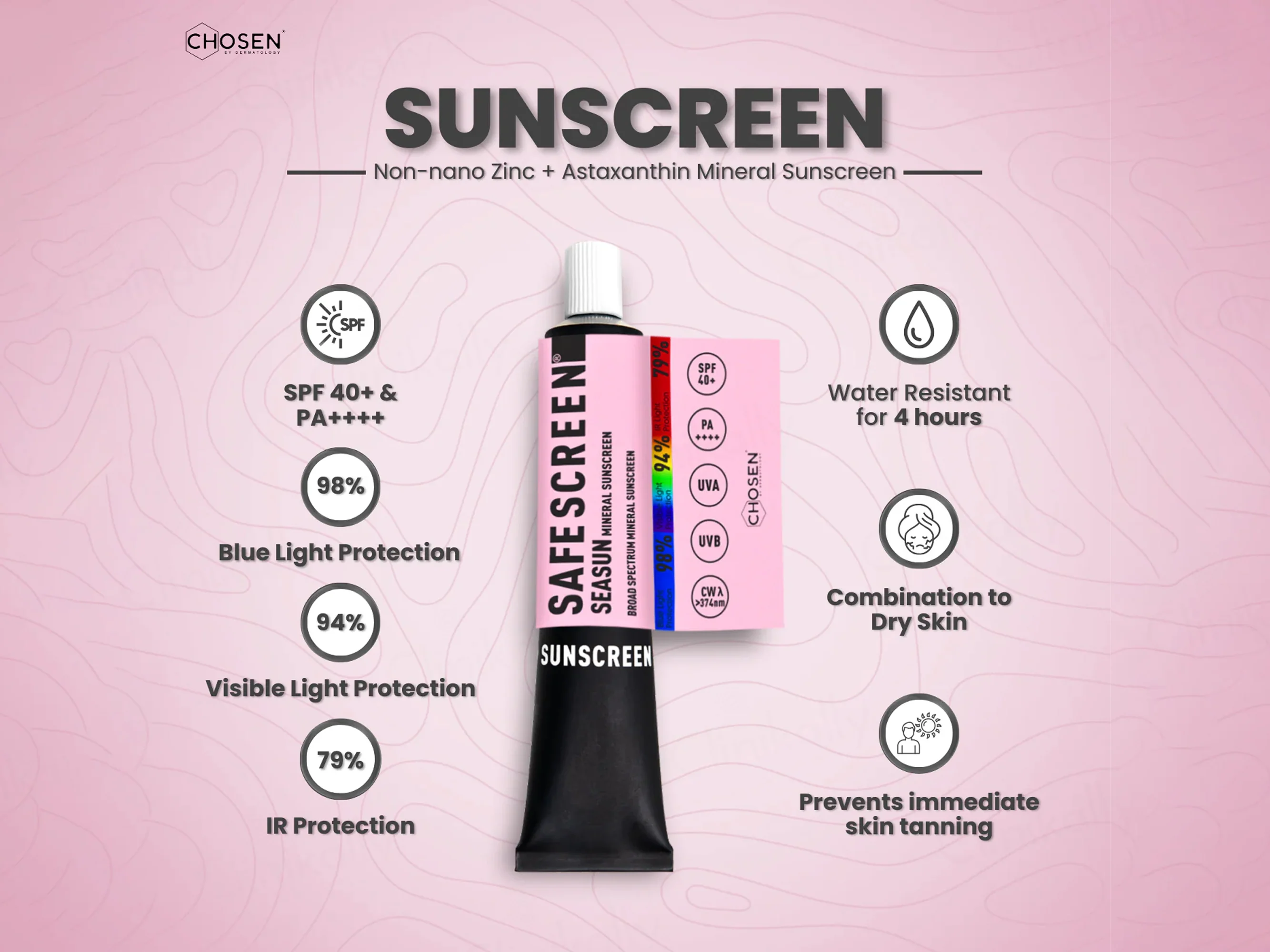 Chosen Safescreen Seasun Mineral Sunscreen SPF 40+ PA++++ - Image 4