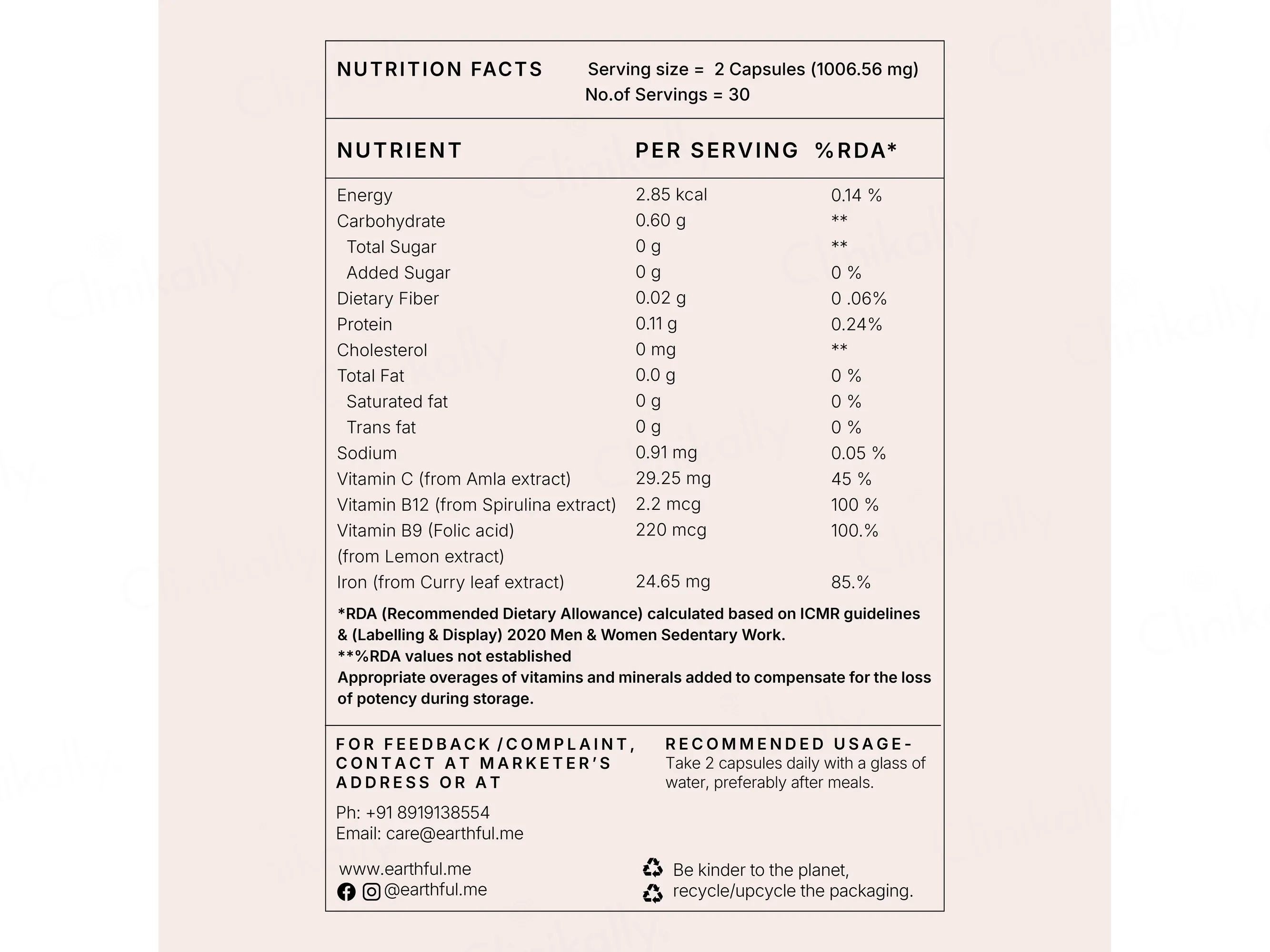 Earthful Iron Nutraceutical Veg Capsule - Image 4