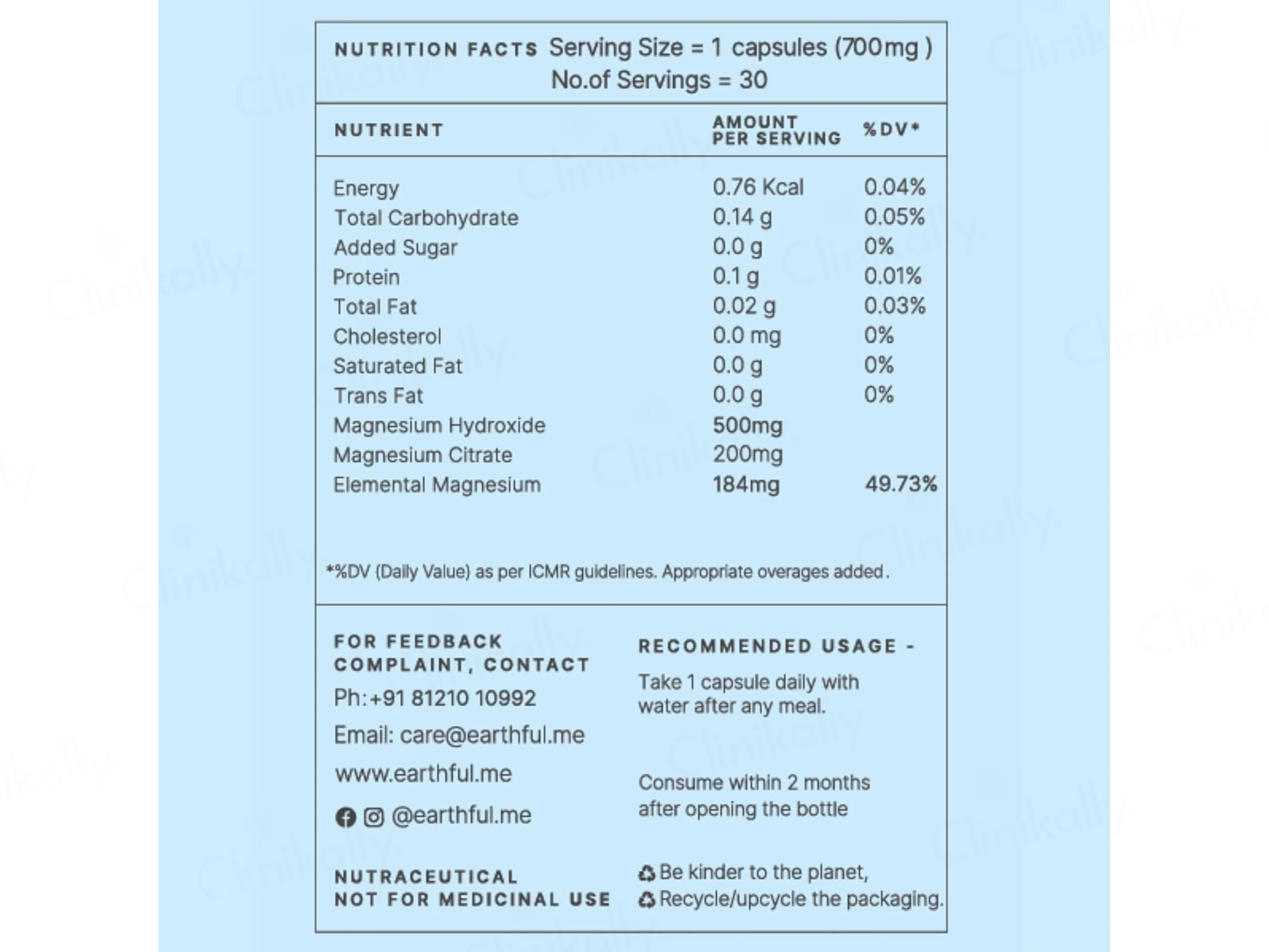 Earthful Marine Magnesium Nutraceutical Veg Capsule - Image 5