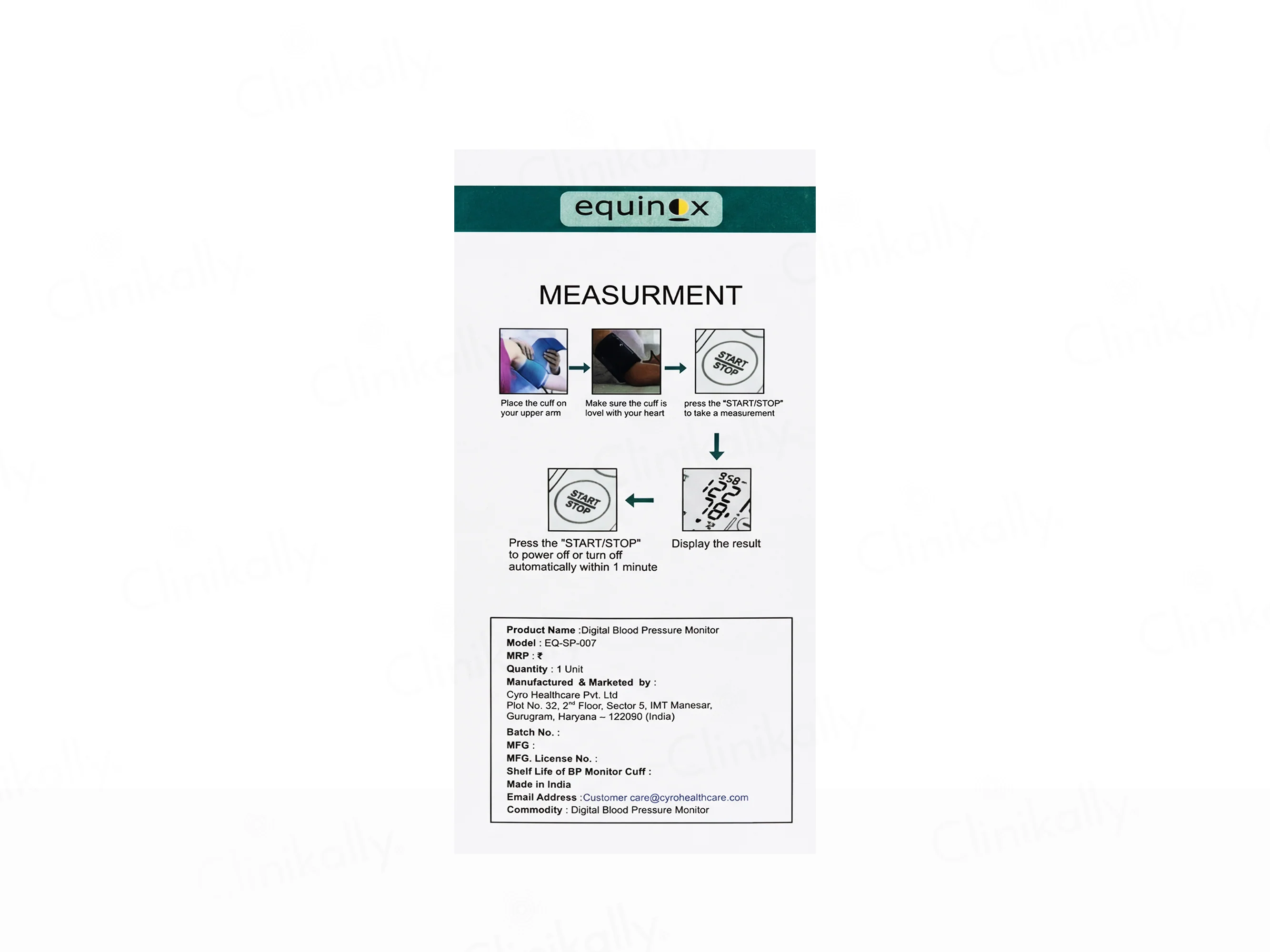 Equinox EQ-BP-007 Digital Blood Pressure Monitor - Image 2