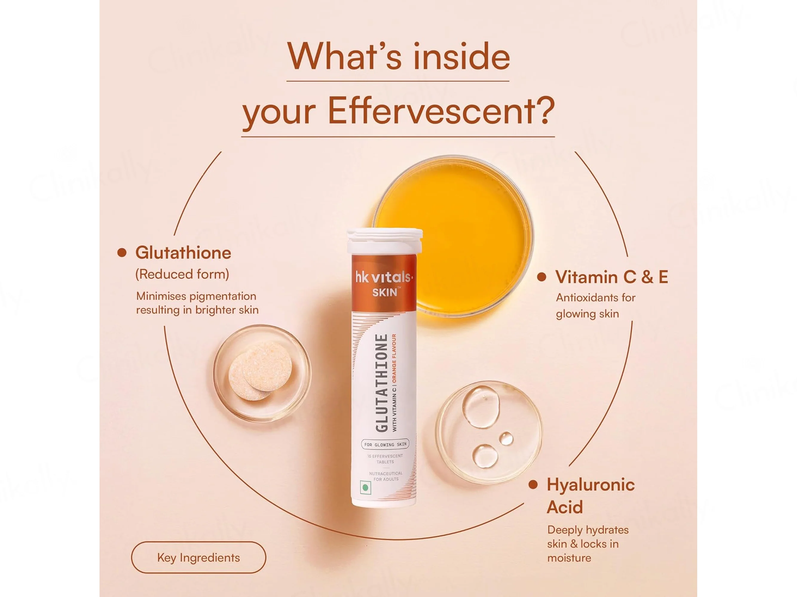 HK Vitals Glutathione With Vitamin C Effervescent Tablet - Orange Flavour - Image 6