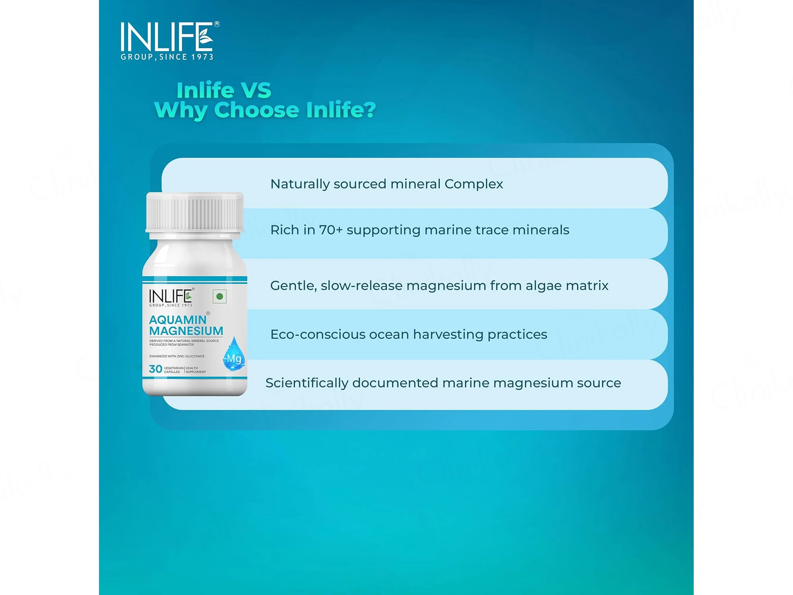 Inlife Aquamin Magnesium With Zinc Gluconate Health Supplement Vegetarian Capsule - Image 3