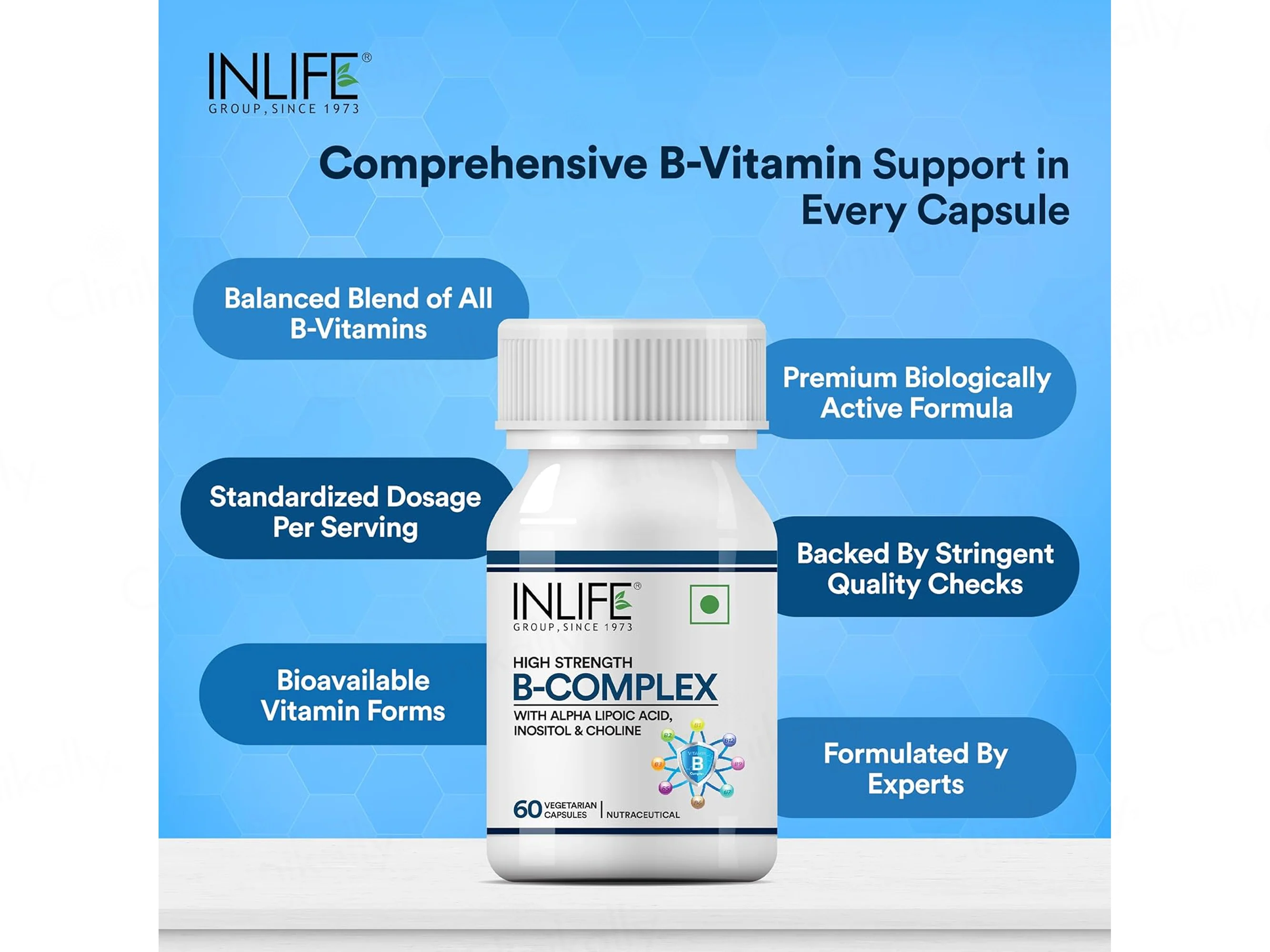 Inlife High Strength B-Complex Nutraceutical Veg Capsule - Image 3