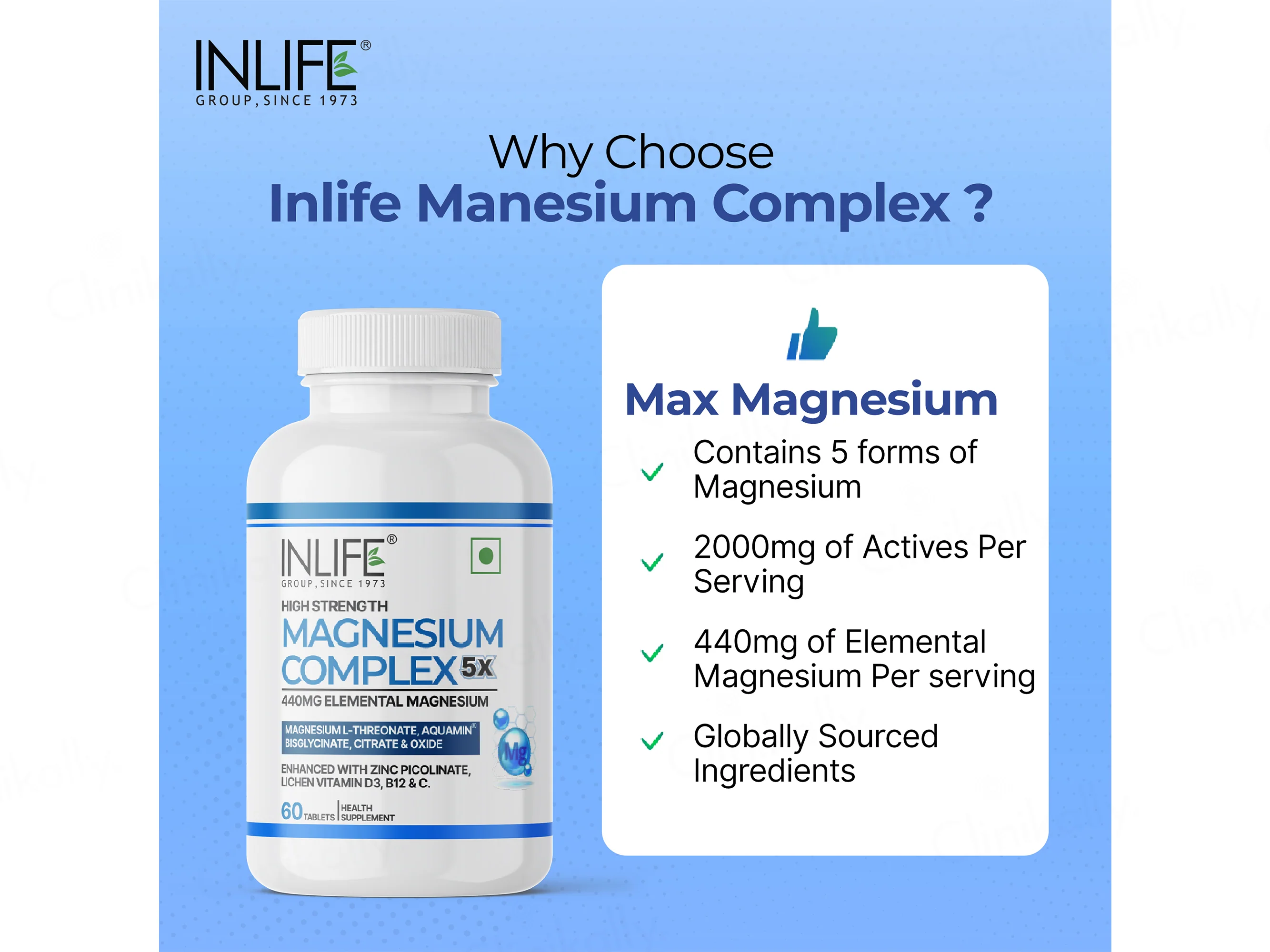 Inlife High Strength Magnesium Complex 5x 2000mg Health Supplement Veg Tablet - Image 6
