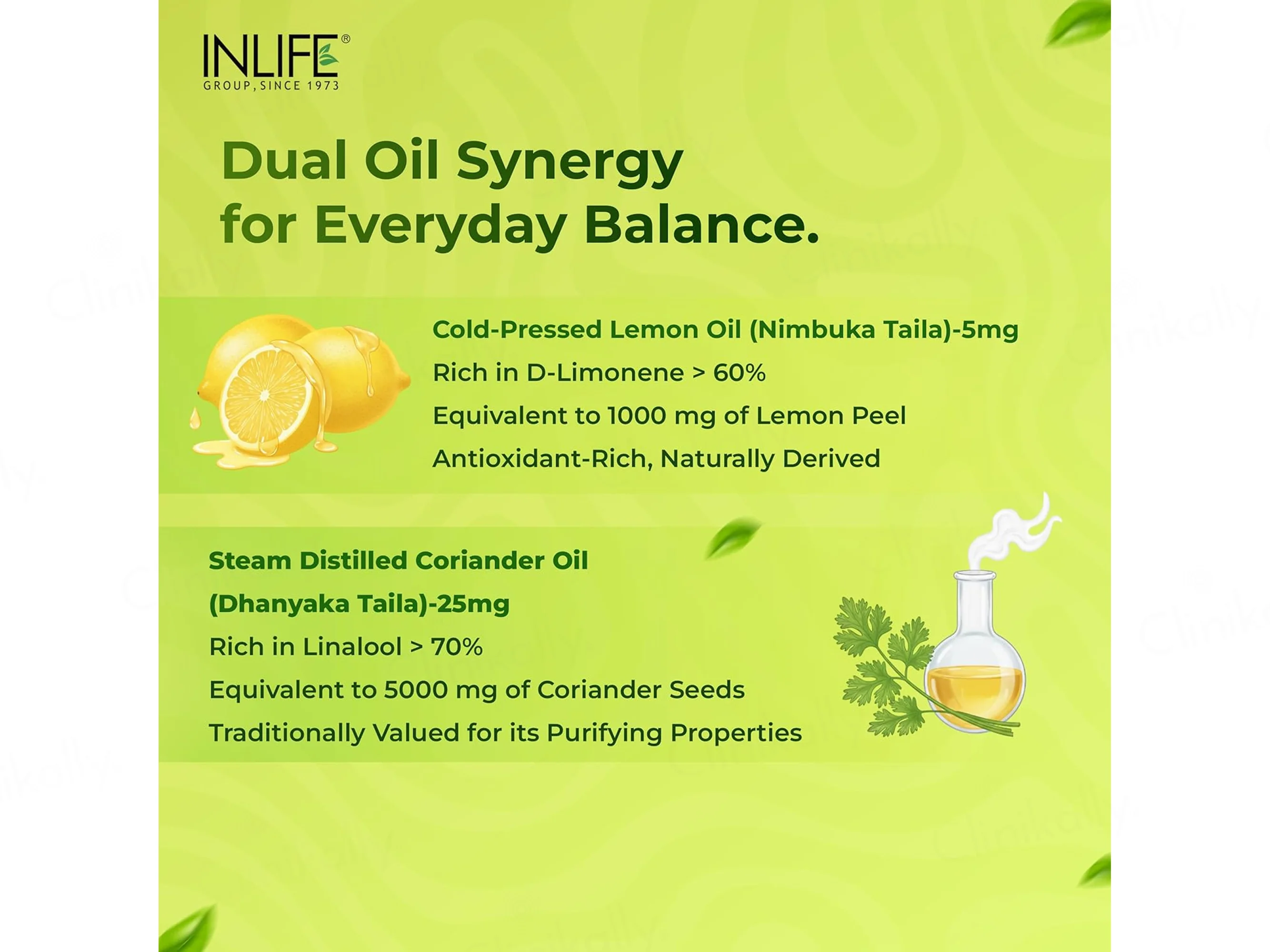 Inlife Natural Lemon Oil + Coriander Oil Liquid Filled Veg Capsule - Image 4