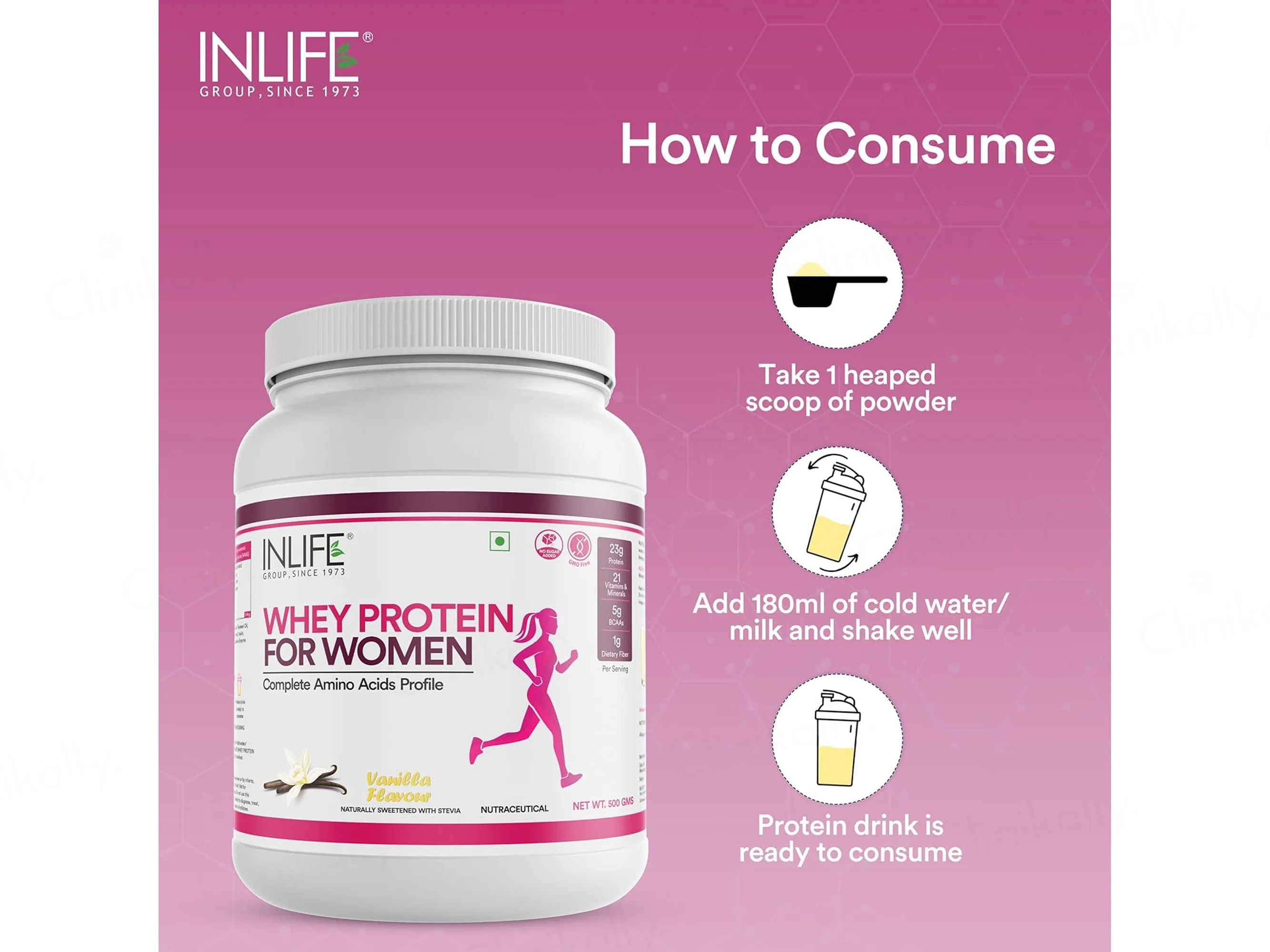 Inlife Whey Protein Nutraceutical Powder For Women - Vanilla Flavour - Image 3