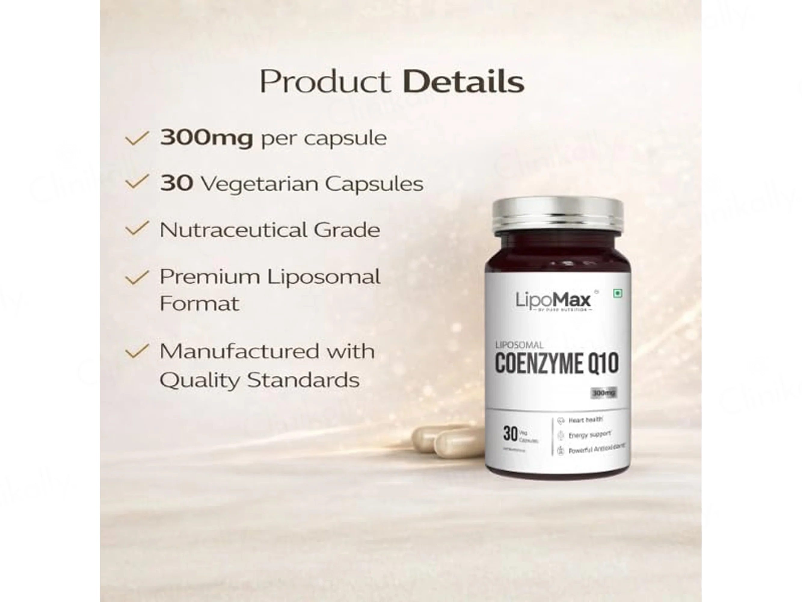 Lipomax Liposomal Coenzyme Q10 300mg Nutraceutical Veg Capsule - Image 6