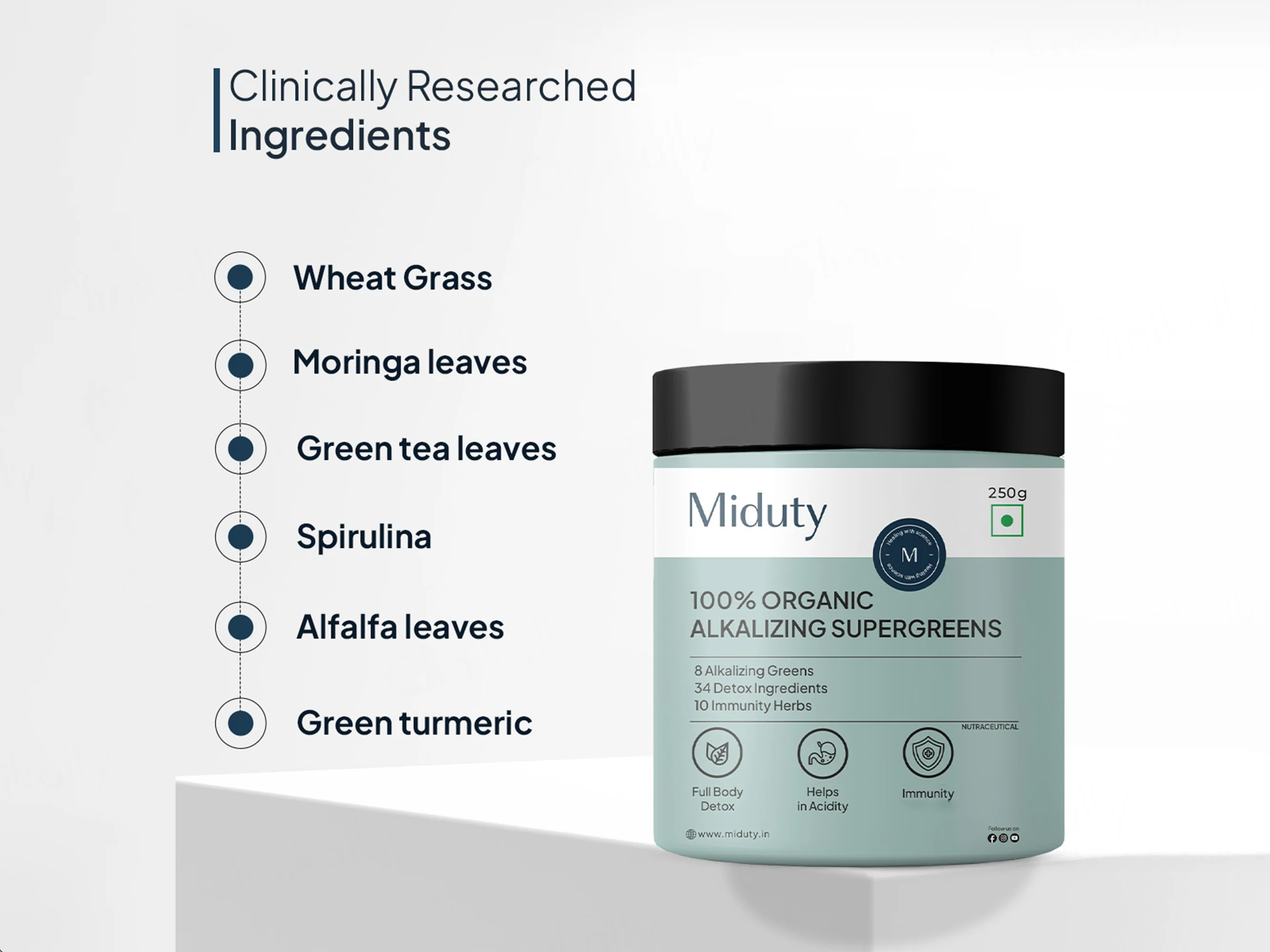 Miduty 100% Organic Alkalizing Supergreens Powder - Image 4
