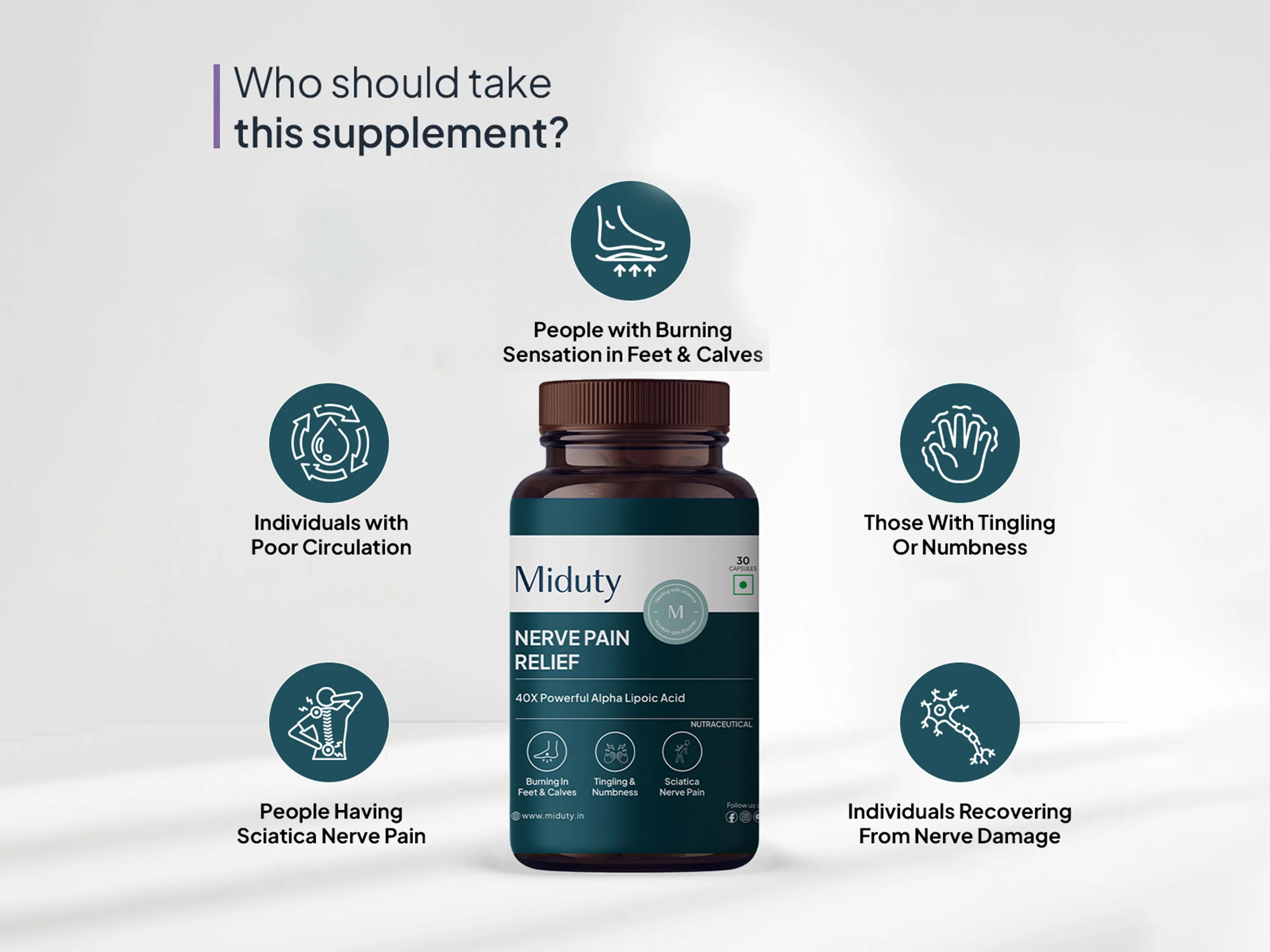 Miduty Nerve Pain Relief 40X Powerful Alpha Lipoic Acid Capsule - Image 6