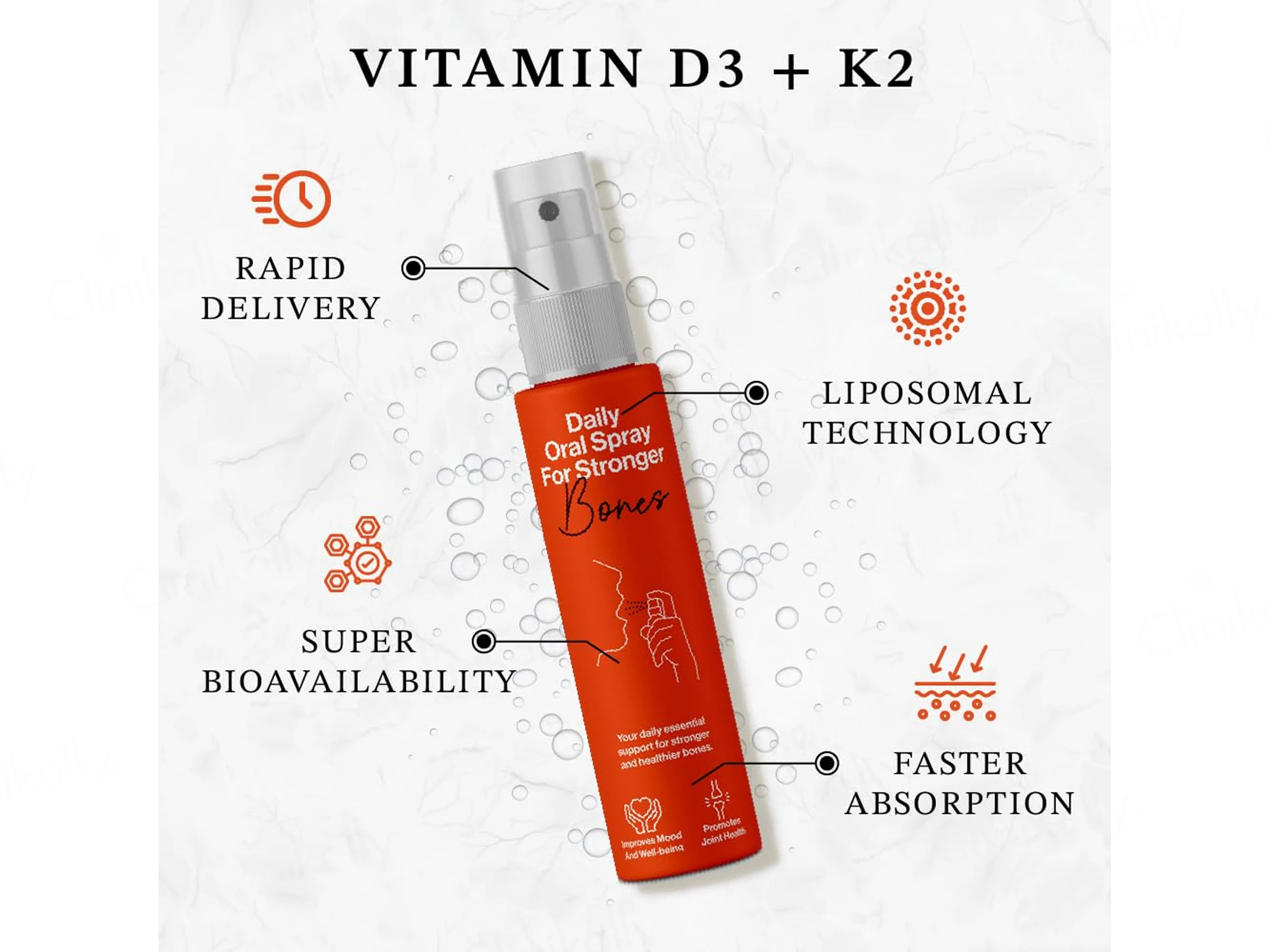 Oriygen Vitamin D3 & K2 Daily Oral Spray - Orange Flavour - Image 2