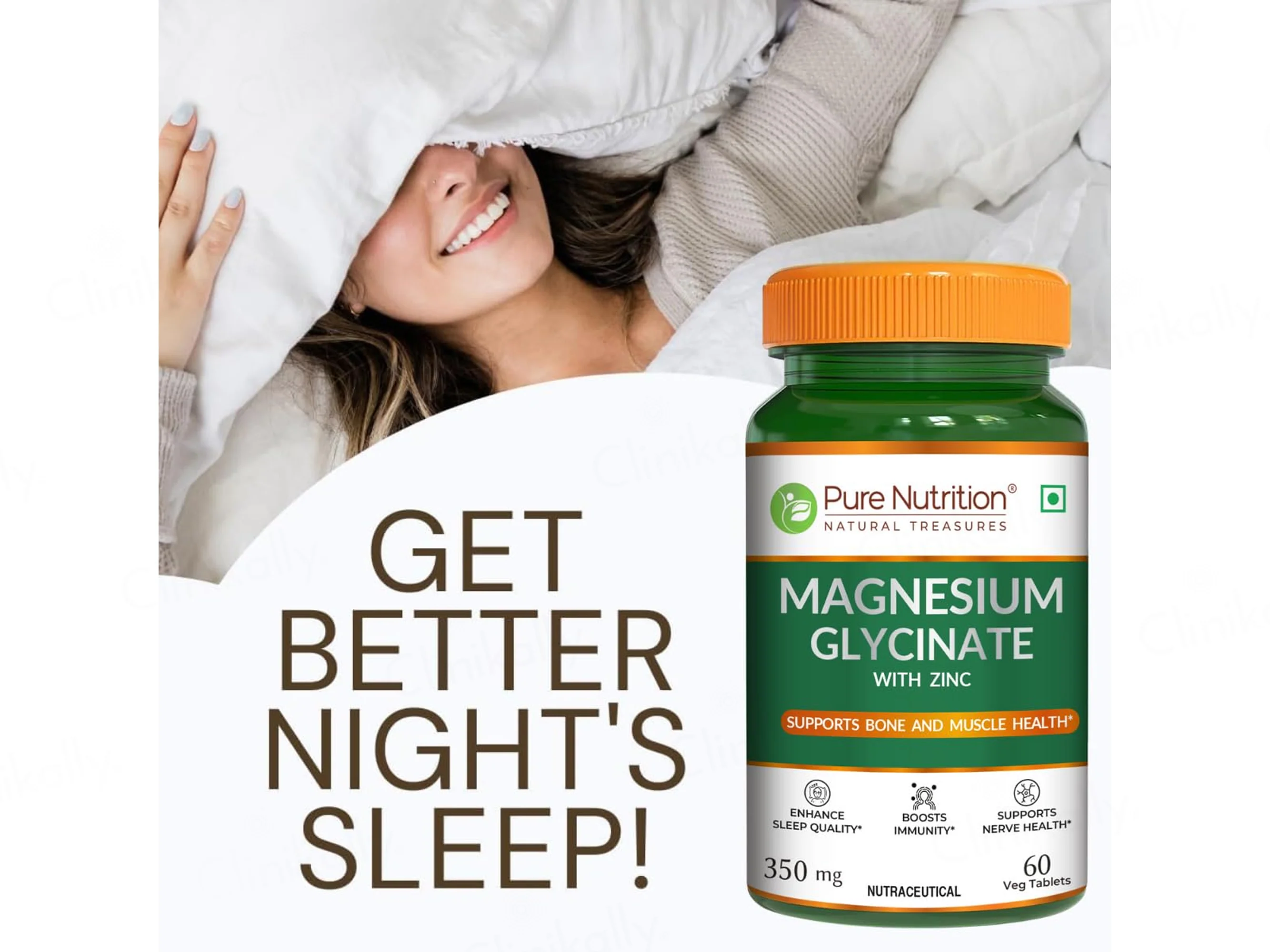 Pure Nutrition Magnesium Glycinate With Zinc Veg Tablet - Image 6
