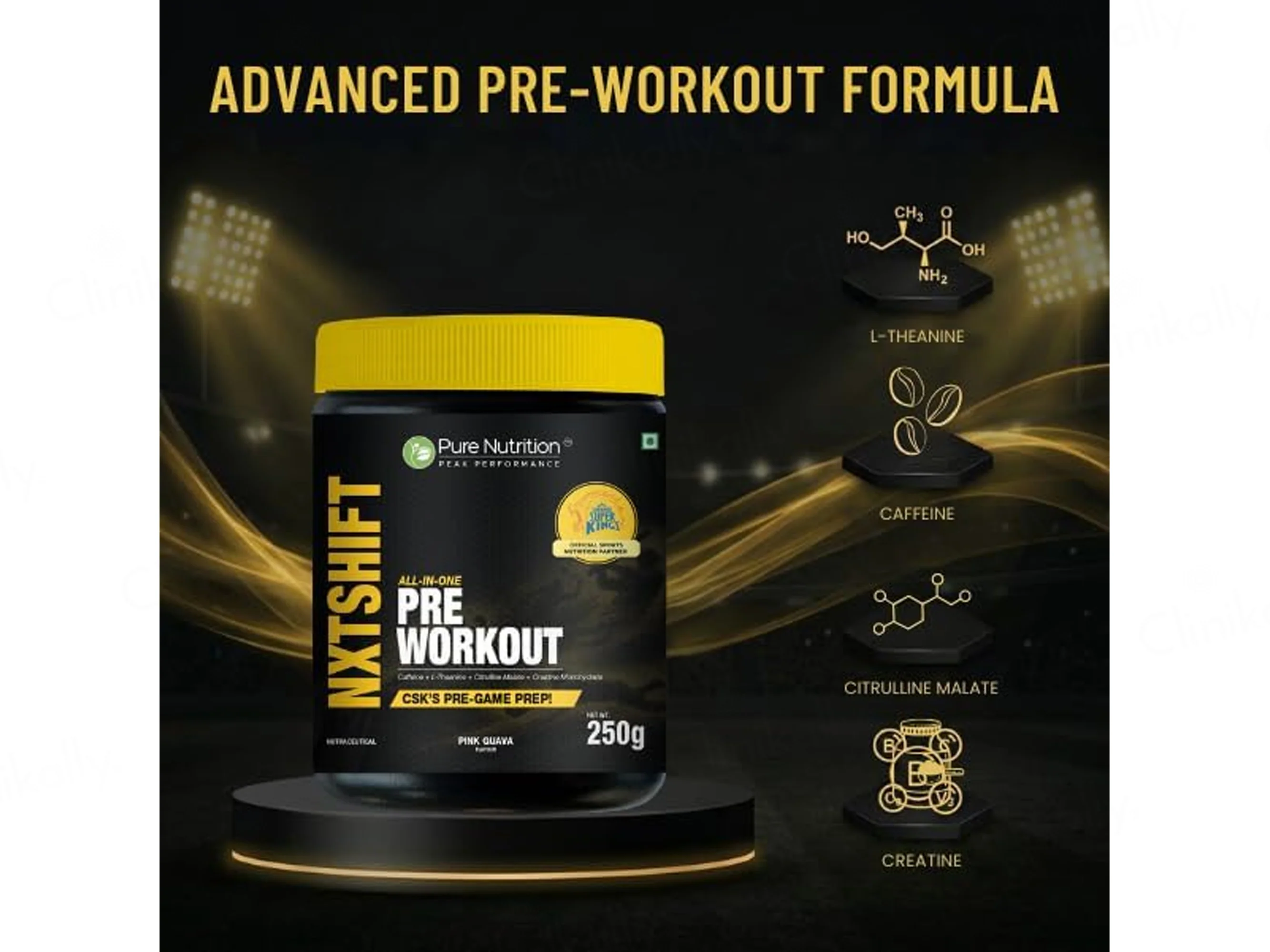 Pure Nutrition NXTShift Pre Workout Nutraceutical Powder - Pink Guava Flavour - Image 4