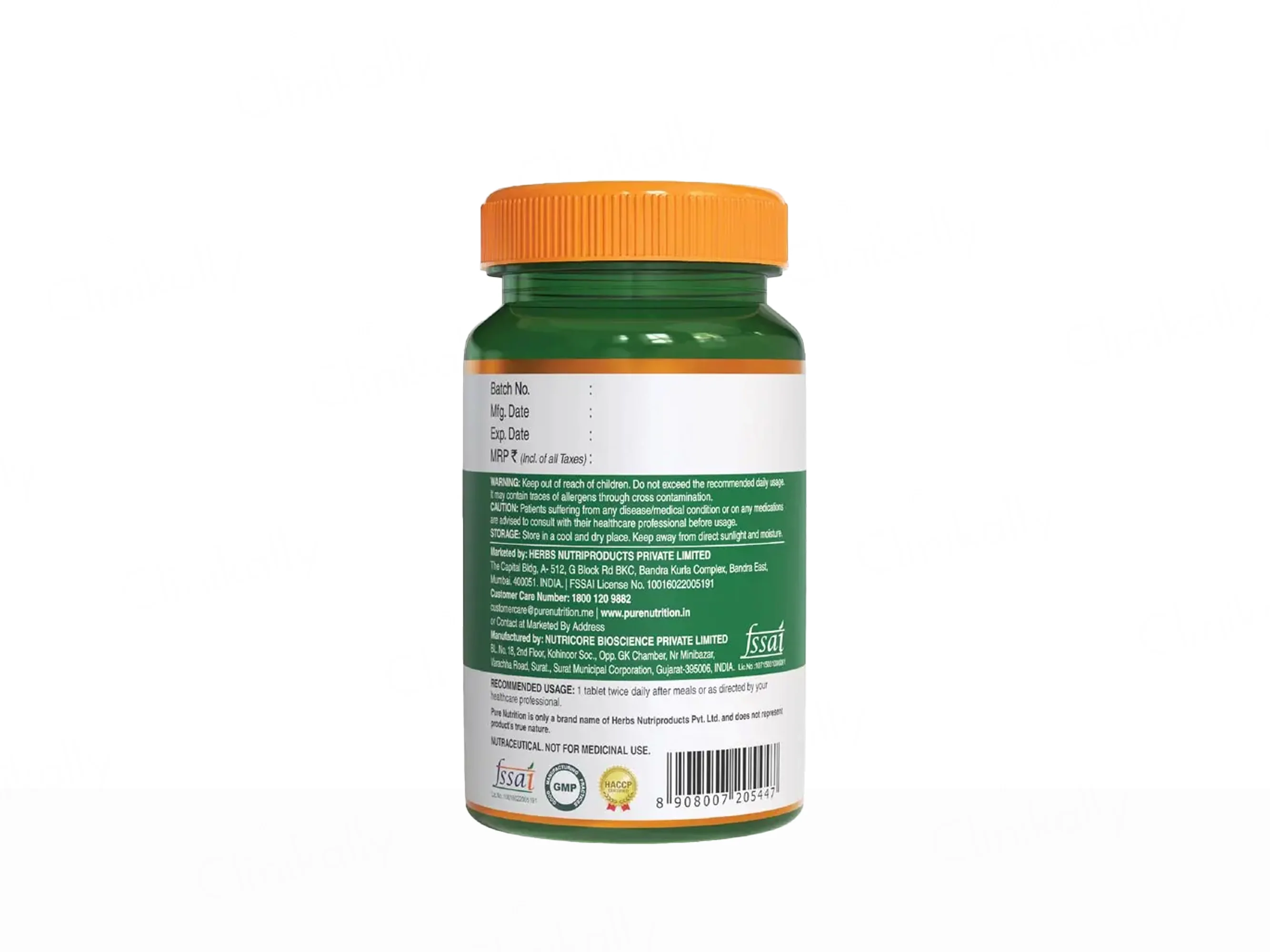 Pure Nutrition Papaya Fruit & Leaf Extract With Vitamin A & Iron Veg Tablet - Image 3