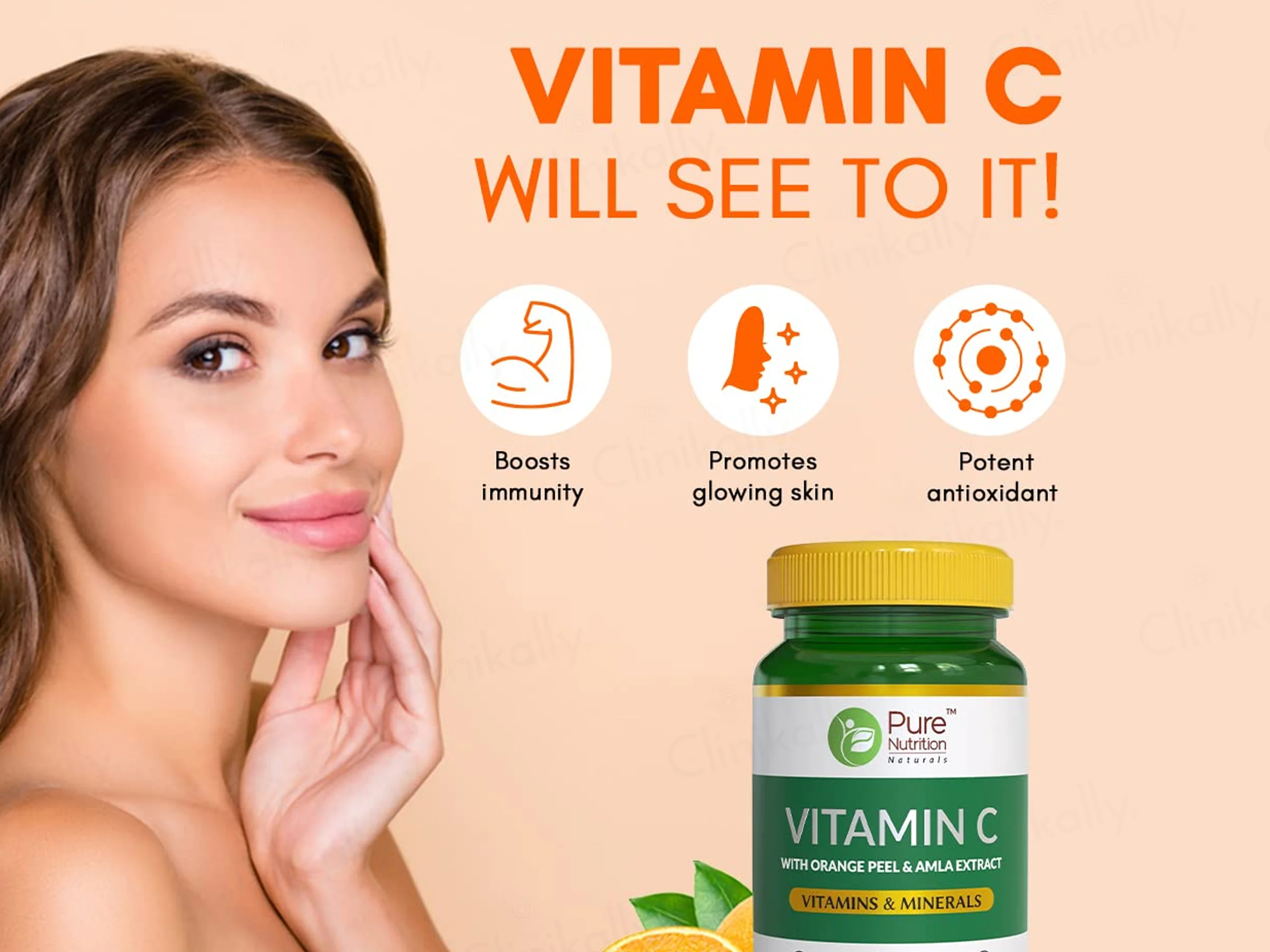 Pure Nutrition Vitamin C With Orange Peel & Amla Extract Veg Tablet - Image 2