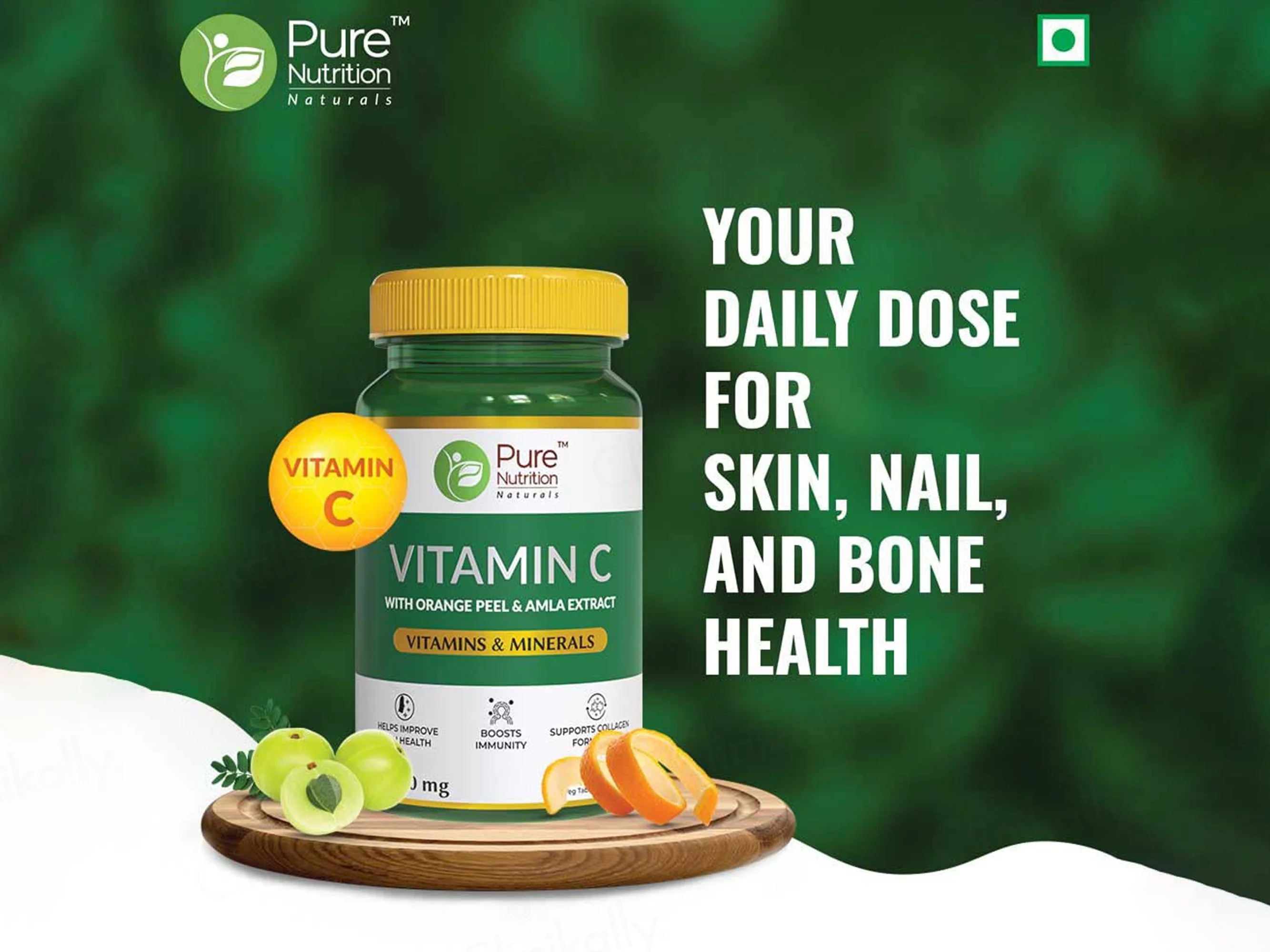 Pure Nutrition Vitamin C With Orange Peel & Amla Extract Veg Tablet - Image 4