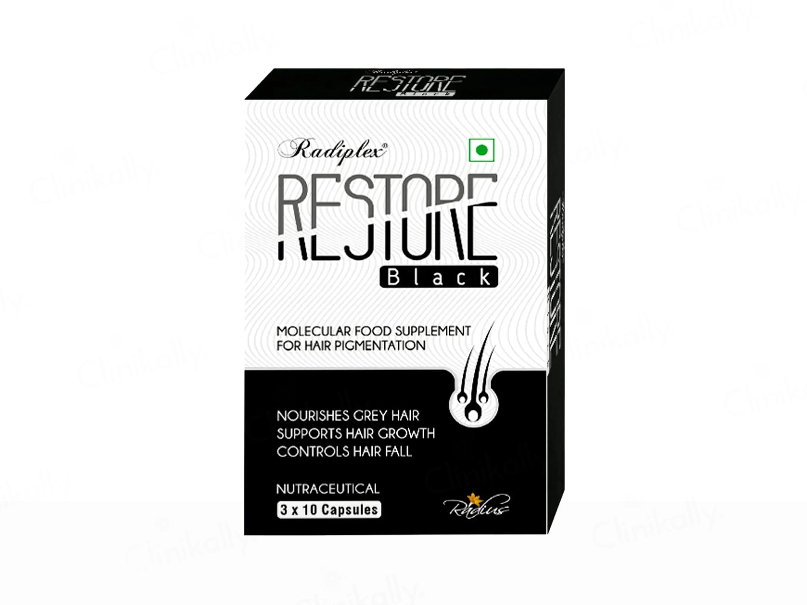 Radiplex Restore Black Molecular Food Supplement Capsule For Hair Pigmentation
