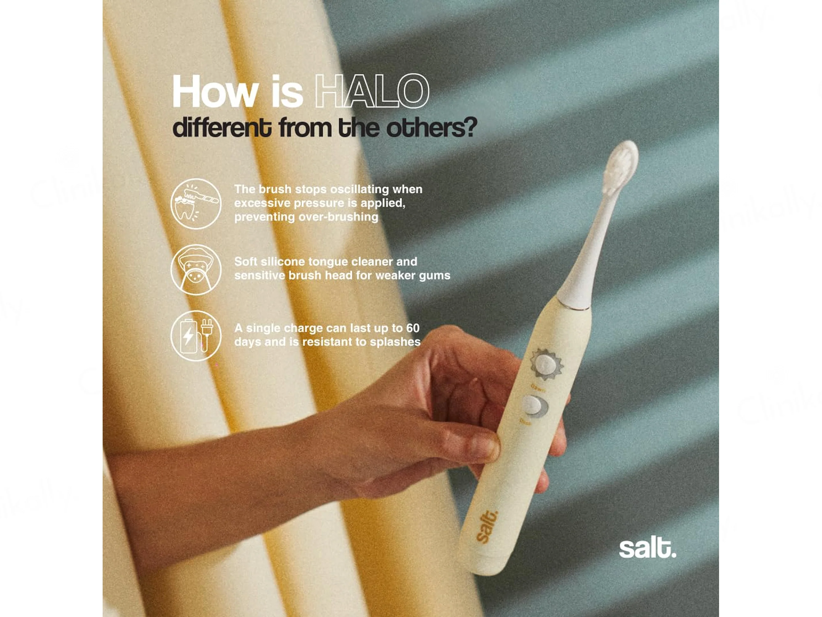 Salt. Halo Super Sonic Electric Toothbrush - Butter Yellow - Image 3