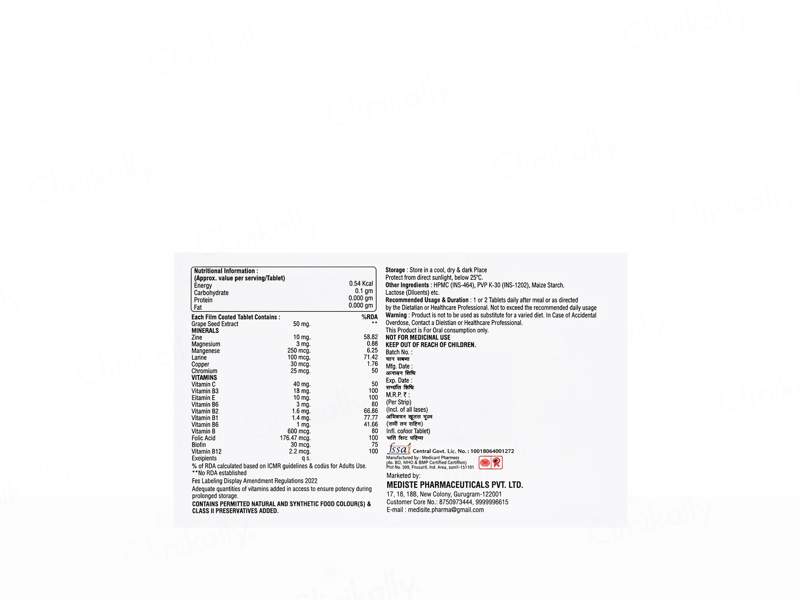 Vita 21 Nutraceutical Tablet - Image 3
