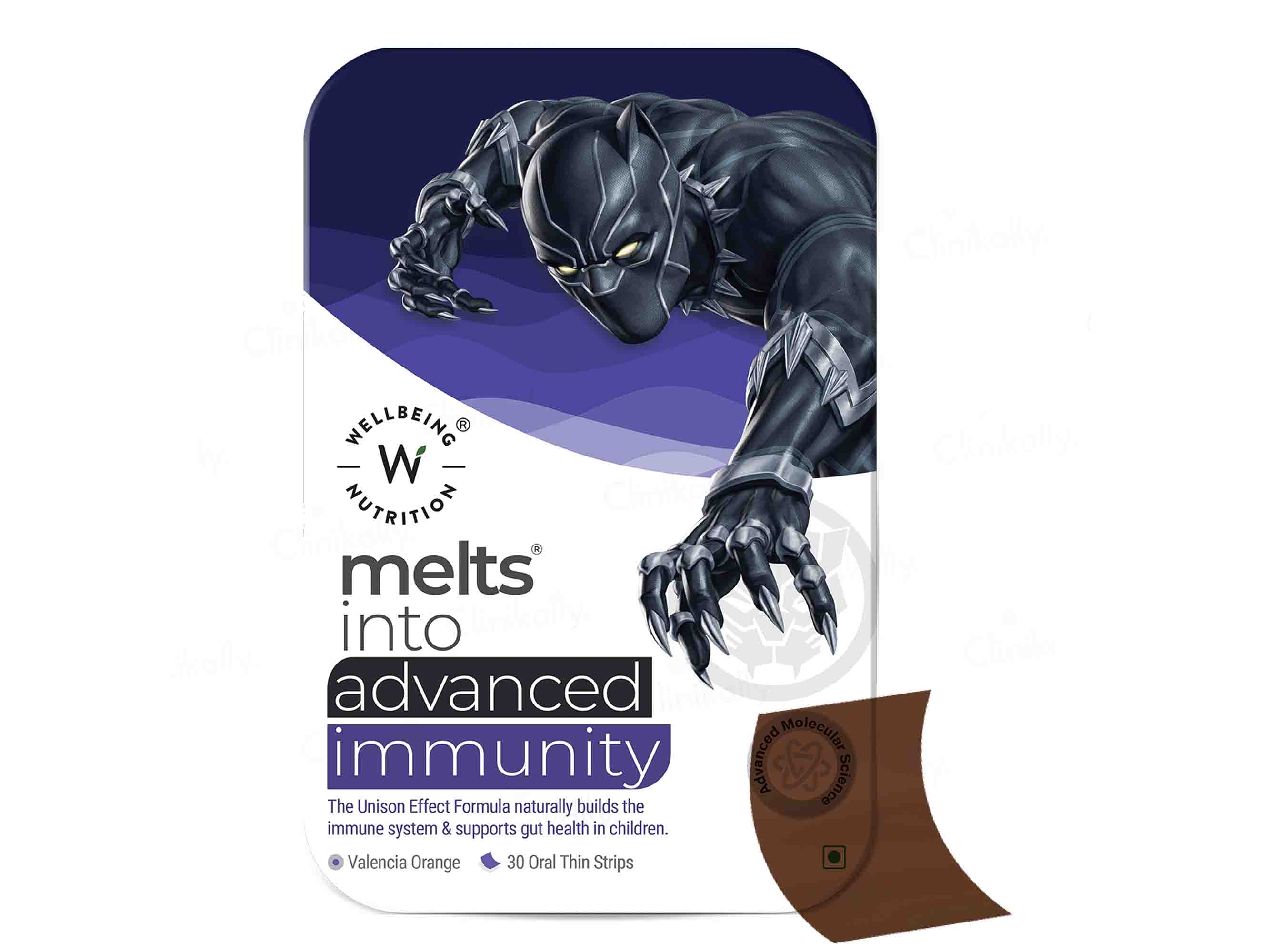 Wellbeing Nutrition Melts Into Advanced Immunity Oral Strip - Valencia Orange (Black Panther)