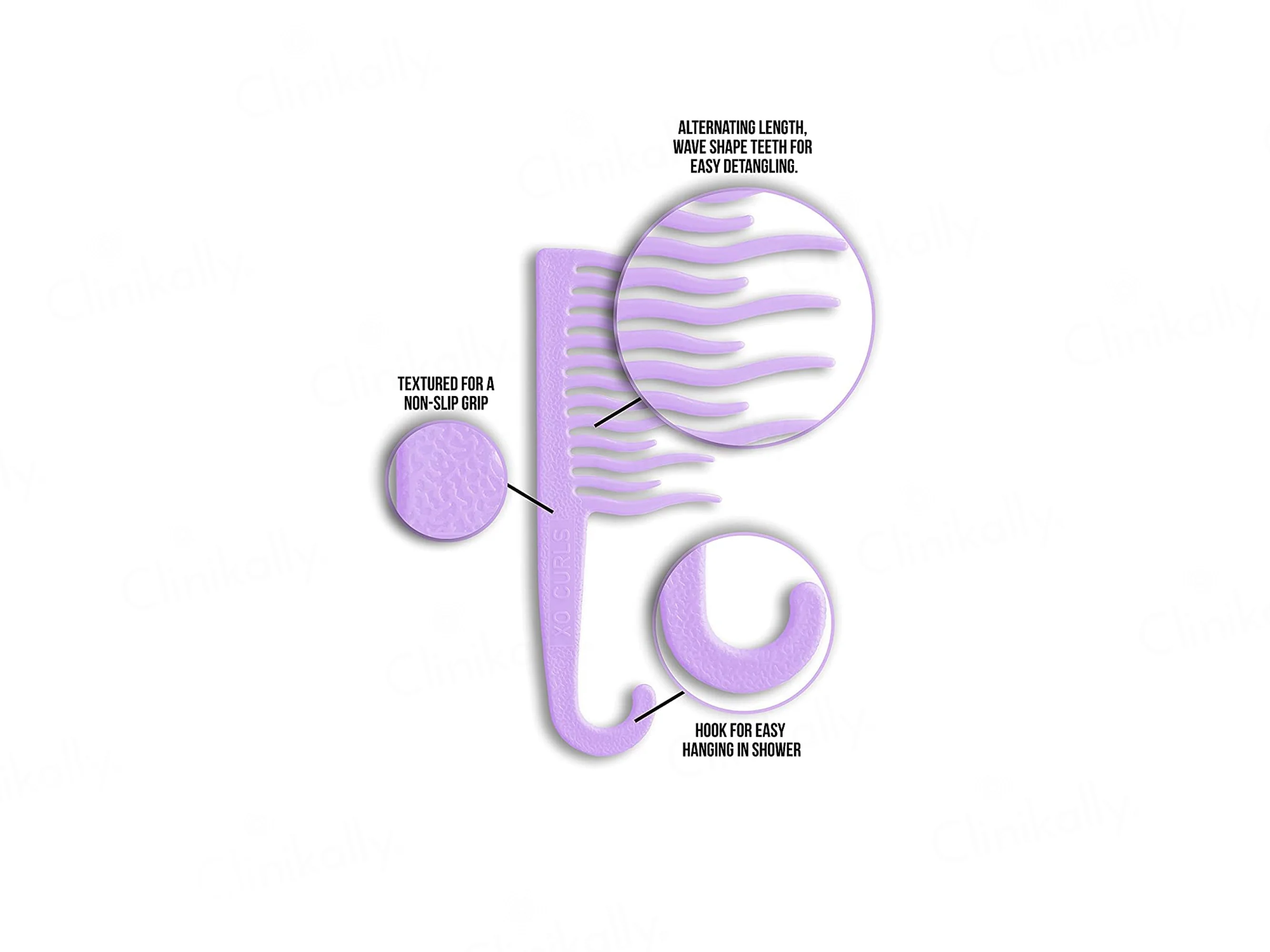 Xo Curls Shower Detangling Comb - Lavender - Image 3